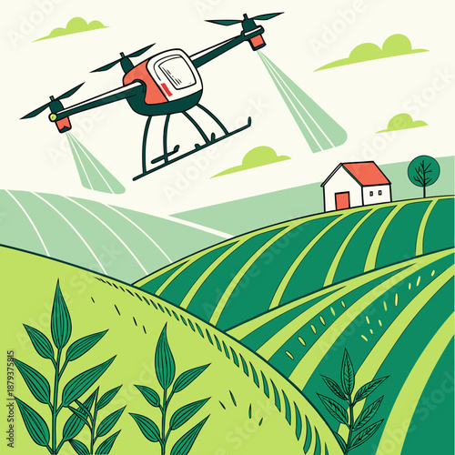 Agricultural drone spraying crops