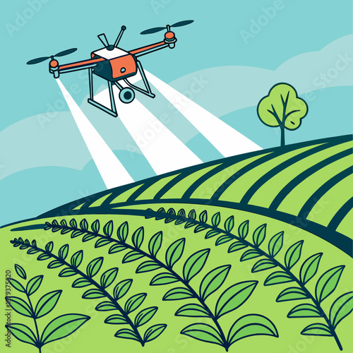 Agricultural drone spraying crops