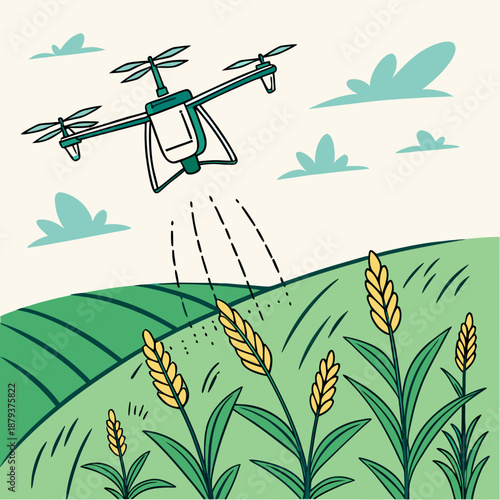 Agricultural drone spraying crops