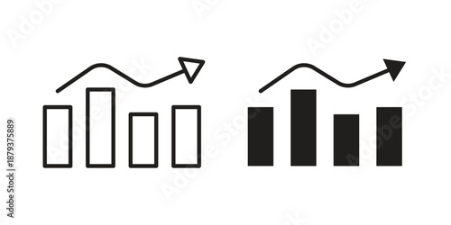 Stagflation icons for web design set in black stroke and solid style. EPS10
