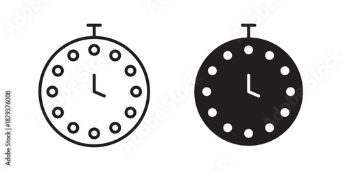Stopwatch icons for web design set in black stroke and solid style. EPS10