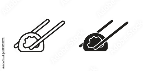 Sushi icons for web design set in black stroke and solid style. EPS10