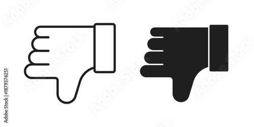Thumb down icons for web design set in black stroke and solid style. EPS10