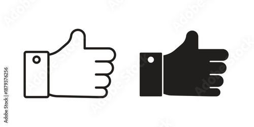 Thumb up icons for web design set in black stroke and solid style. EPS10