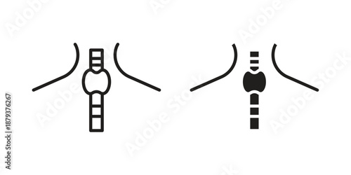 Thyroid icons for web design set in black stroke and solid style. EPS10