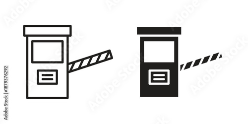 Toll road icons for web design set in black stroke and solid style. EPS10