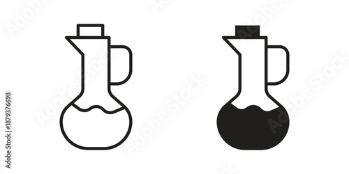 Vinegar icons for web design set in black stroke and solid style. EPS10