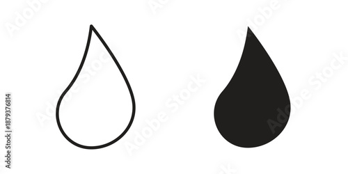 Water drop icons for web design set in black stroke and solid style. EPS10