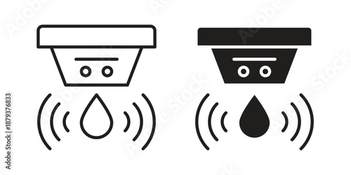 Water sensor icons for web design set in black stroke and solid style. EPS10