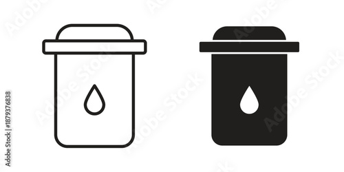 Water tank icons for web design set in black stroke and solid style. EPS10
