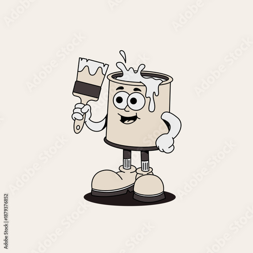 Retro cartoon paint can Vector illustration hand drawn