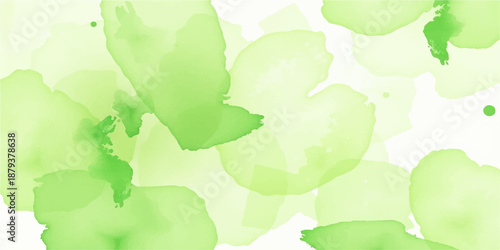 Abstract green watercolor background with copy space featuring a global ecology concept with earth globe and leaf icons for environmental nature and recycling vector illustration