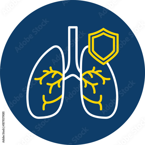 Healthy Lung System Illustration with Protective Shield