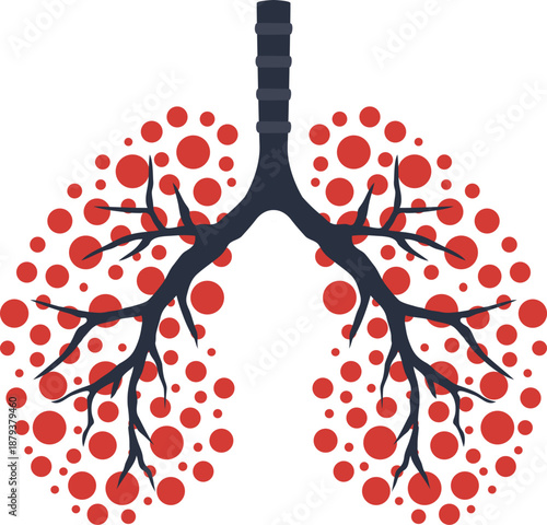 Human lungs with red pollution bubbles  health concept