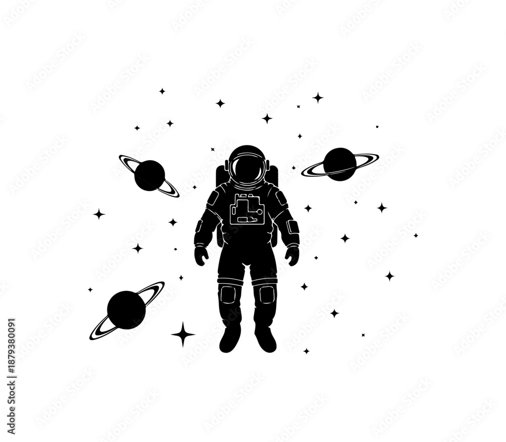 Fototapeta premium Astronaut Surrounded by Planets