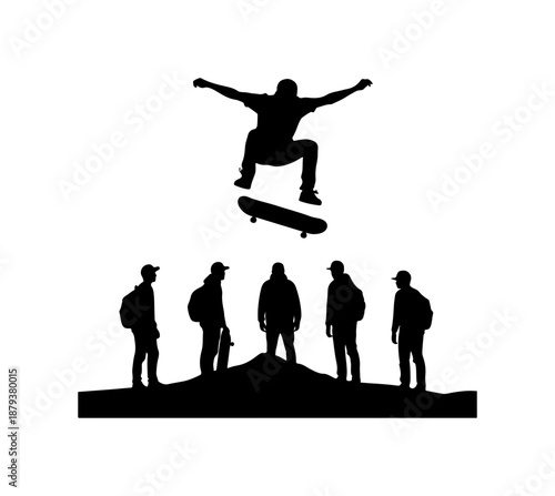 Skateboarder Performing Trick