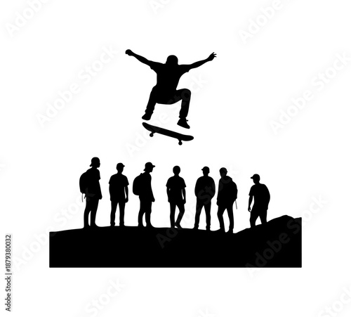 Skateboarder Performing Trick