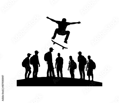 Skateboarder Performing Trick