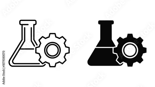 Laboratory equipment with gears representing scientific research