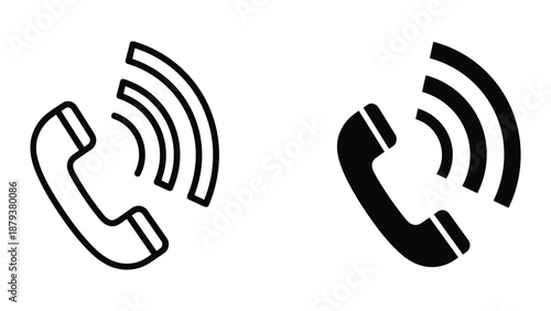 Phone icon set with ringing sound waves