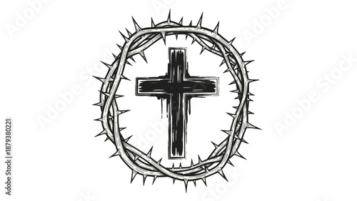 Christian cross symbol surrounded by a crown of thorns.
