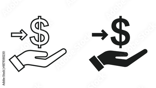 Hand receiving dollar sign icon