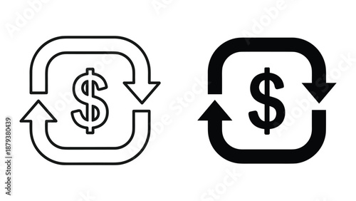 Dollar sign icon with arrows indicating financial cycle