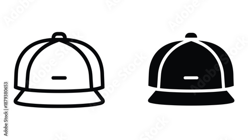 Baseball caps icon set in black and white