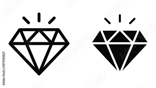 Diamond icon set with sparkling effect