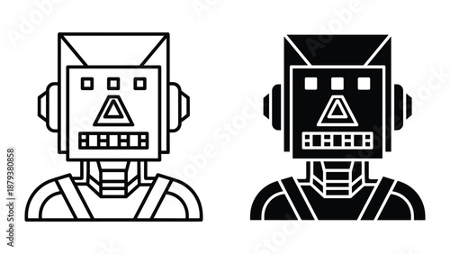Robot icon set with different colors