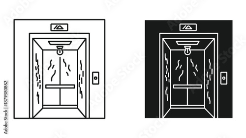 Elevator icon set in different background