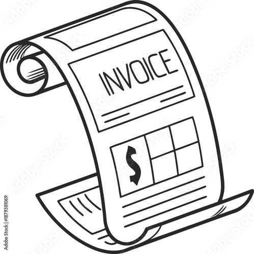Invoice Illustration: A stylized illustration of an invoice, a critical financial document, is presented with meticulous attention to detail.