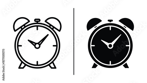 Alarm clock icon set on white background