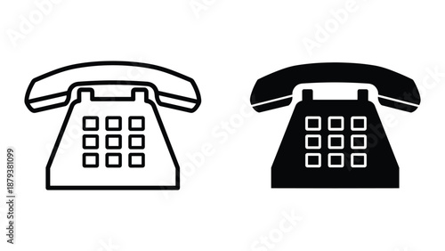 Simple line art illustration of two old landline telephones