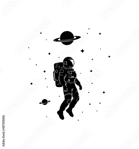 Astronaut in Space with Planet