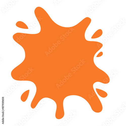 Orange paint splash suitable for autumn themes, party decor, and decorative children’s artwork about warm colors.