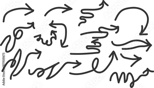 A complex pattern of arrows and abstract shapes