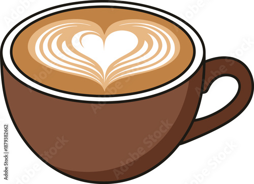 Coffee Cup With Heart Latte Art cappuccino