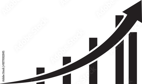 Black bar chart with rising arrow graph