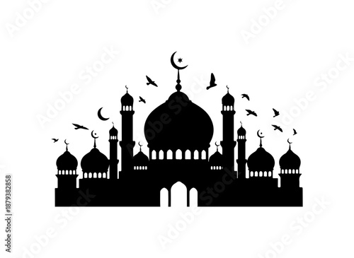 Islamic Mosque with Birds