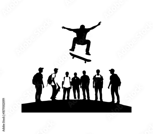 Skateboarder Performing Trick