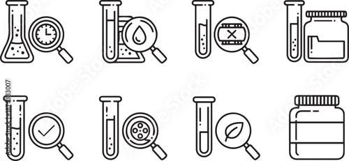 Laboratory Equipment with Magnifying Glasses beakers