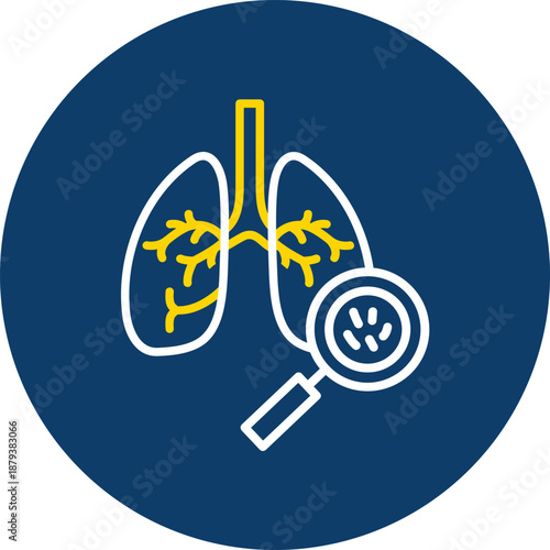 Medical Illustration of Lungs with Magnifying Glass Highlighting Details