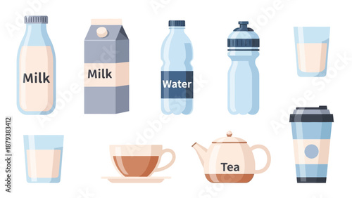 Daily Drinks Milk Water and Tea 
