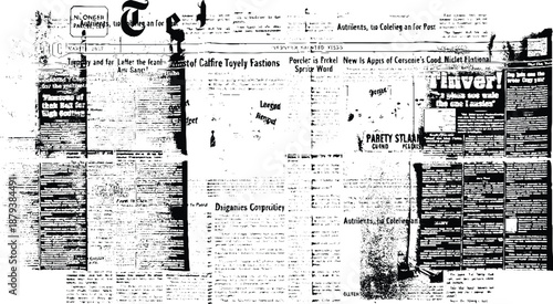 Seamless pettern with handwritten and printed text. Seamless pattern with collage of newspaper