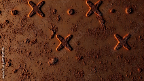 Close-up of aged metal surface revealing intricate rust patterns, showcasing industrial texture and history.