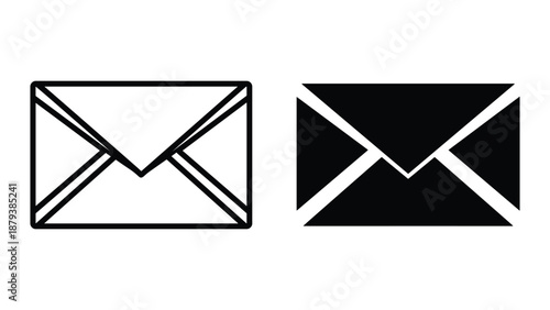 Simple envelope icons in black and white
