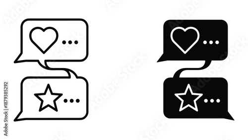 Social media feedback icons in speech bubbles