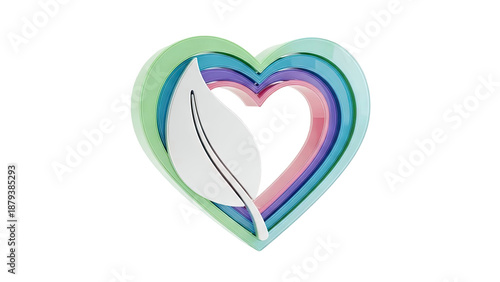 Layered Heart with Leaf Icon