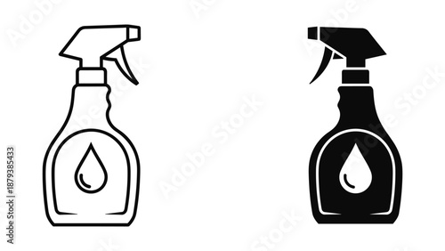 Cleaning spray bottle icon set